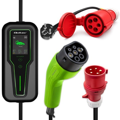 Qoltec Adapter siłowy do ładowarek EV | gniazdo CEE 32A 5P | Przejściówka 400V na SCHUKO 230V | max 16A | 3.5 kW