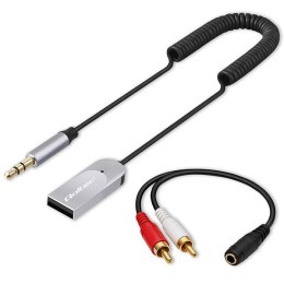 Qoltec Bezprzewodowy adapter odbiornik dźwięku Audio HiFi Home&Car| Bluetooth 6.0 | 2 x RCA | 1 x AUX MiniJack 3.5mm| USB | Mikr