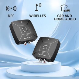 Qoltec Bezprzewodowy transmiter odbiornik Audio HiFi Home&Car| Bluetooth 6.0 | NFC | 2 x RCA | 1 x AUX MiniJack 3.5mm| Mikrofon