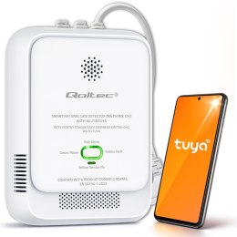 Qoltec Certyfikowany Czujnik wycieku gazu ziemnego | detektor CH4 | NG | Tuya | Wi-Fi | alarm 85dB | LED