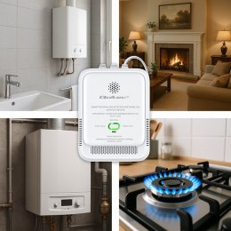 Qoltec Certyfikowany Czujnik wycieku gazu ziemnego | detektor CH4 | NG | Tuya | Wi-Fi | alarm 85dB | LED
