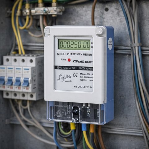 Qoltec Jednofazowy elektroniczny licznik prądu | miernik zużycia energii | 230V | 5(60)A | LCD