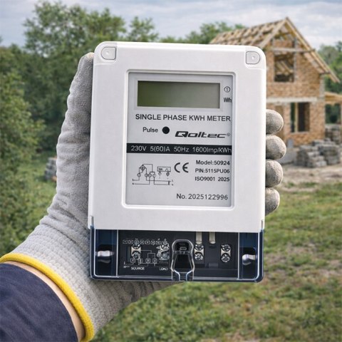 Qoltec Jednofazowy elektroniczny licznik prądu | miernik zużycia energii | 230V | 5(60)A | LCD