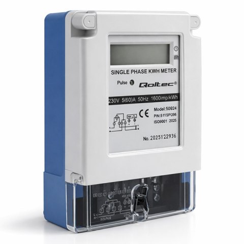 Qoltec Jednofazowy elektroniczny licznik prądu | miernik zużycia energii | 230V | 5(60)A | LCD