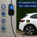 Qoltec Mobilna ładowarka do samochodu elektrycznego EV i hybryd z regulacją 2w1 Typ2 | 11kW | 400V | CEE 32A | Wi-fi | TUYA | SM
