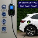 Qoltec Mobilna ładowarka do samochodu elektrycznego EV i hybryd z regulacją 2w1 Typ2 | 7kW | 230V | CEE 32A | Wi-fi | TUYA | SMA