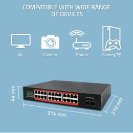 Qoltec Przełącznik sieciowy SWITCH Gigabit Ethernet | 24x RJ45 | 2x SFP | 1000 Mb/s
