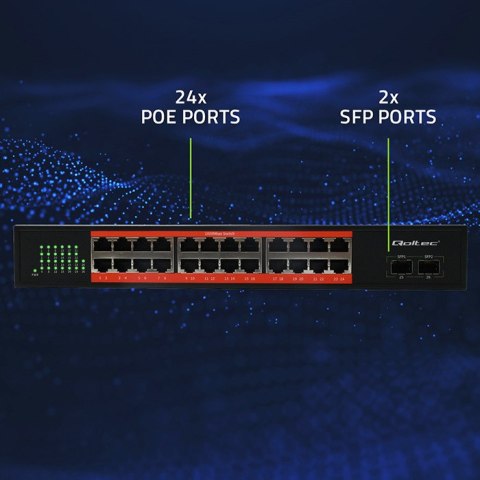 Qoltec Przełącznik sieciowy SWITCH Gigabit Ethernet | 24x RJ45 | 2x SFP | 1000 Mb/s