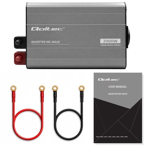 Qoltec Przetwornica napięcia MS Wave | 12V na 230V | 1000/2000W | USB | Kompatybilna z LiFePO4 GEL AGM