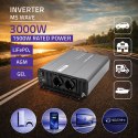 Qoltec Przetwornica napięcia MS Wave | 12V na 230V | 1500/3000W | USB | Kompatybilna z LiFePO4 GEL AGM