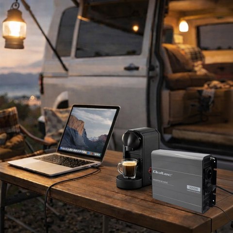Qoltec Przetwornica napięcia MS Wave | 12V na 230V | 1500/3000W | USB | Kompatybilna z LiFePO4 GEL AGM