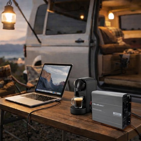 Qoltec Przetwornica napięcia MS Wave | 12V na 230V | 2500/5000W | USB | Kompatybilna z LiFePO4 GEL AGM