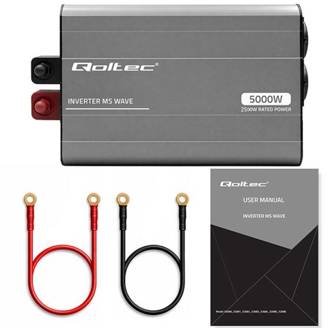 Qoltec Przetwornica napięcia MS Wave | 12V na 230V | 2500/5000W | USB | Kompatybilna z LiFePO4 GEL AGM