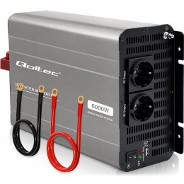 Qoltec Przetwornica napięcia MS Wave | 12V na 230V | 3000/6000W | USB | Kompatybilna z LiFePO4 GEL AGM