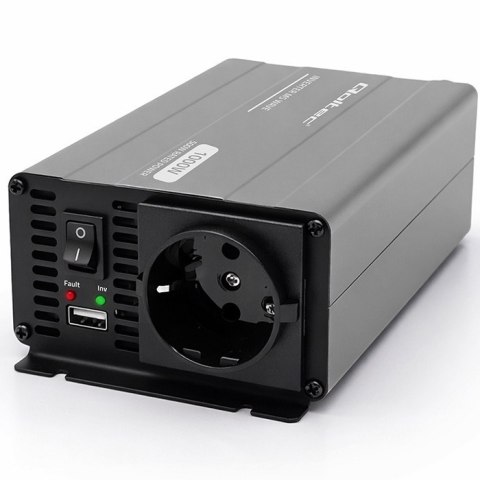 Qoltec Przetwornica napięcia MS Wave | 12V na 230V | 500/1000W | USB | Kompatybilna z LiFePO4 GEL AGM