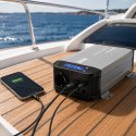 Qoltec Przetwornica napięcia Pure Sine Wave | 12V na 230V | 1000/2000W | UPS BYPASS | LCD | USB | USB-C | Kompatybilna z LiFePO4