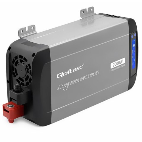 Qoltec Przetwornica napięcia Pure Sine Wave | 12V na 230V | 1000/2000W | UPS BYPASS | LCD | USB | USB-C | Kompatybilna z LiFePO4
