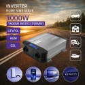 Qoltec Przetwornica napięcia Pure Sine Wave | 12V na 230V | 1500/3000W | LCD | USB | USB-C | Kompatybilna z LiFePO4 GEL AGM