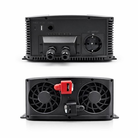 Qoltec Przetwornica napięcia Pure Sine Wave | 12V na 230V | 3000/6000W | LCD | USB | USB-C | Kompatybilna z LiFePO4 GEL AGM