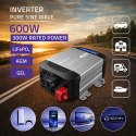 Qoltec Przetwornica napięcia Pure Sine Wave | 12V na 230V | 300/600W | LCD | USB | USB-C | Kompatybilna z LiFePO4 GEL AGM