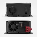 Qoltec Przetwornica napięcia Pure Sine Wave | 12V na 230V | 300/600W | LCD | USB | USB-C | Kompatybilna z LiFePO4 GEL AGM
