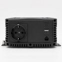 Qoltec Przetwornica napięcia Pure Sine Wave | 12V na 230V | 300/600W | LCD | USB | USB-C | Kompatybilna z LiFePO4 GEL AGM