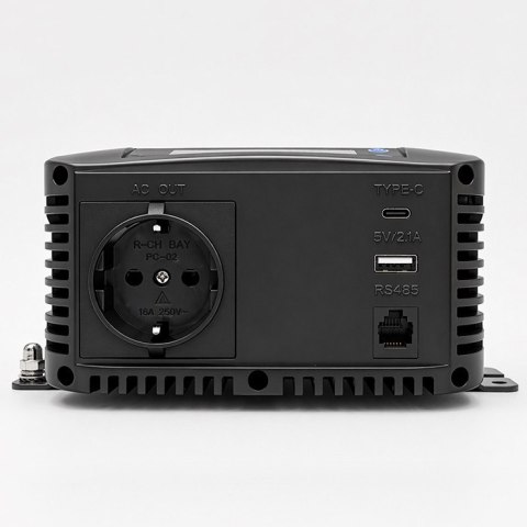 Qoltec Przetwornica napięcia Pure Sine Wave | 12V na 230V | 300/600W | LCD | USB | USB-C | Kompatybilna z LiFePO4 GEL AGM
