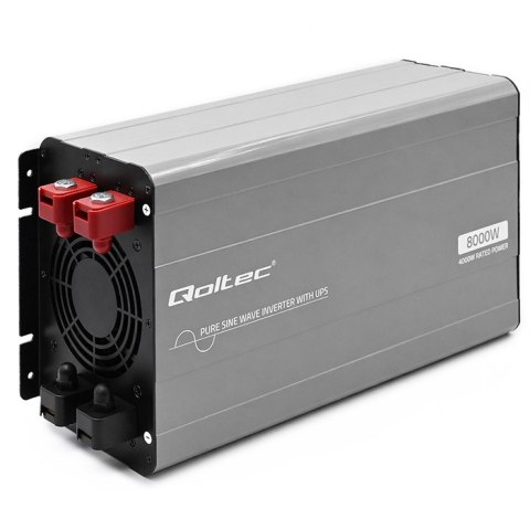 Qoltec Przetwornica napięcia Pure Sine Wave | 12V na 230V | 4000/8000W | UPS BYPASS | USB | Kompatybilna z LiFePO4 GEL AGM