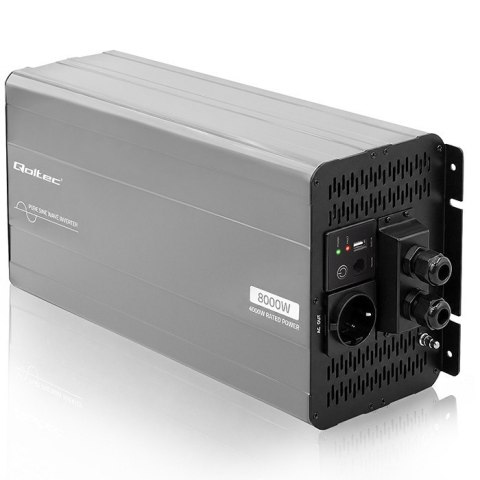 Qoltec Przetwornica napięcia Pure Sine Wave | 12V na 230V | 4000/8000W | USB | Kompatybilna z LiFePO4 GEL AGM