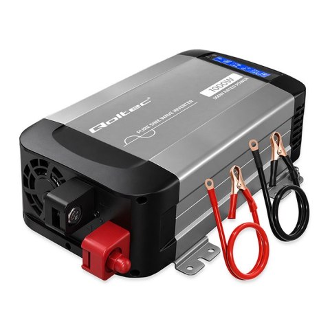 Qoltec Przetwornica napięcia Pure Sine Wave | 12V na 230V | 500/1000W | LCD | USB | USB-C | Kompatibilność z LiFePo4 GEL AGM