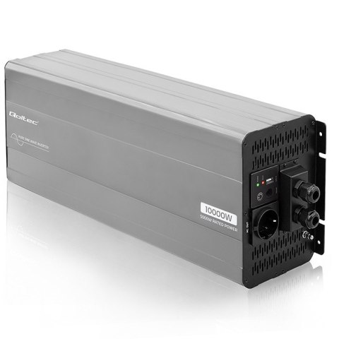 Qoltec Przetwornica napięcia Pure Sine Wave | 24V na 230V | 5000/10000W | USB | Kompatybilna z LiFePO4 GEL AGM