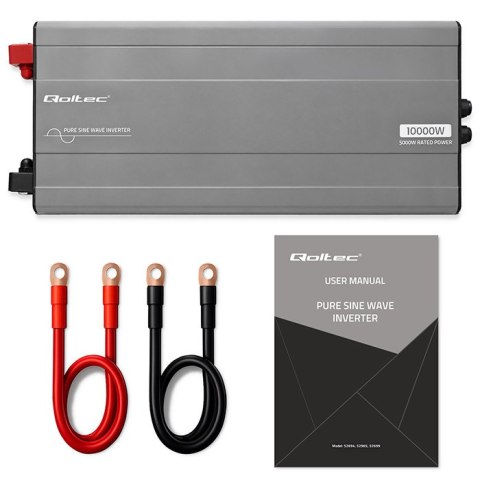 Qoltec Przetwornica napięcia Pure Sine Wave | 24V na 230V | 5000/10000W | USB | Kompatybilna z LiFePO4 GEL AGM