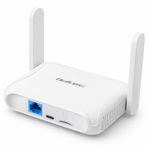 Qoltec Router Home & Travel 4G LTE WiFi 6 | AX300 | 2.4GHz | Dual Antena | USB-C | Micro SIM