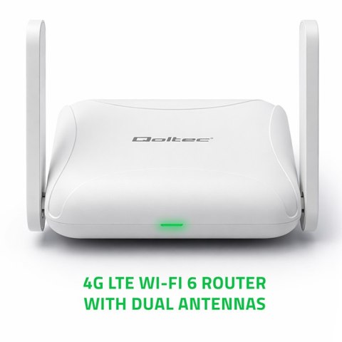 Qoltec Router Home & Travel 4G LTE WiFi 6 | AX300 | 2.4GHz | Dual Antena | USB-C | Micro SIM