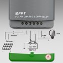 Qoltec Solarny regulator ładowania MPPT z czujnikiem temperatury 20A |12V / 24V | LCD | 2 x USB | GEL | LiFePO4