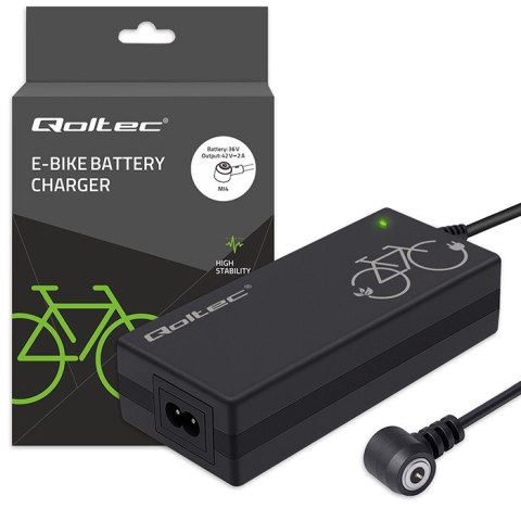 Qoltec Szybka Ładowarka do roweru elektrycznego 36V | 42V | 2A | wtyk magnetyczny Mi4 +kabel zasilający