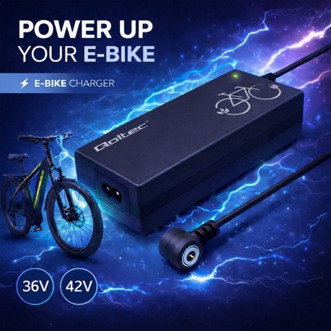 Qoltec Szybka Ładowarka do roweru elektrycznego 36V | 42V | 2A | wtyk magnetyczny Mi4 +kabel zasilający