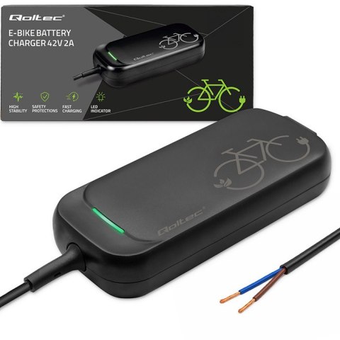 Qoltec Szybka Ładowarka do roweru hulajnogi skutera elektrycznego 36V | 42V | 2A | przewód otwarty bez wtyczki | wodoodporna +ka