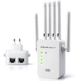 Qoltec Wzmacniacz sygnału WiFi 5 | Repeater | Access Point | AC1200 | 6 Anten | 2x RJ45 | 128MB