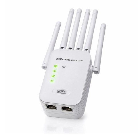 Qoltec Wzmacniacz sygnału WiFi | Repeater | Access Point | N300 | 6 anten | 2x RJ45