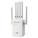 Qoltec Wzmacniacz sygnału WiFi | Repeater | Access Point | N300 | 6 anten | 2x RJ45
