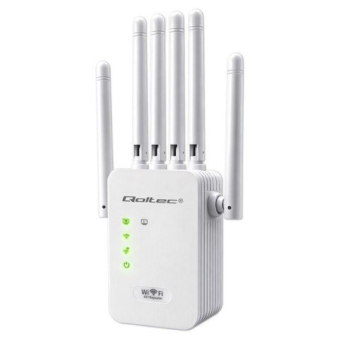 Qoltec Wzmacniacz sygnału WiFi | Repeater | Access Point | N300 | 6 anten | 2x RJ45