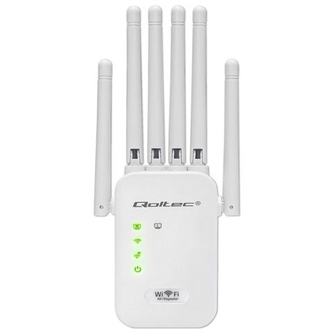 Qoltec Wzmacniacz sygnału WiFi | Repeater | Access Point | N300 | 6 anten | 2x RJ45