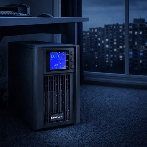 Qoltec Zasilacz awaryjny UPS Pure Sine Wave | 1kVA | 800W | AVR | LCD | Czysty Sinus