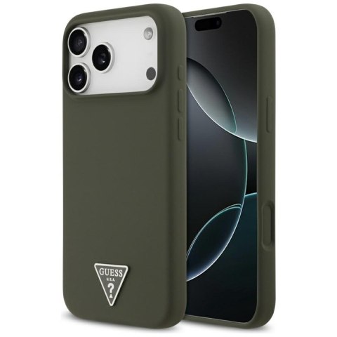 Guess Silicone Triangle Logo MagSafe - Etui iPhone 17 Pro Max (khaki)