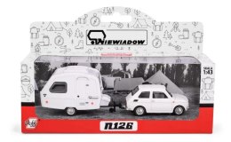 Kolekcja PRL - Zestaw Fiat 126p + przyczepa Niewiadów Kemping BIAŁY