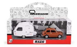 Kolekcja PRL - Zestaw Fiat 126p + przyczepa Niewiadów Kemping BRĄZOWY