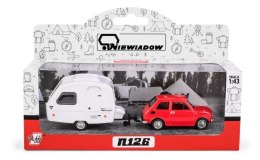 Kolekcja PRL - Zestaw Fiat 126p + przyczepa Niewiadów Kemping CZERWONY