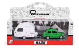 Kolekcja PRL - Zestaw Fiat 126p + przyczepa Niewiadów Kemping ZIELONY