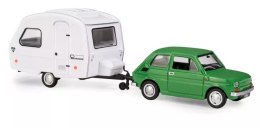 Kolekcja PRL - Zestaw Fiat 126p + przyczepa Niewiadów Kemping ZIELONY